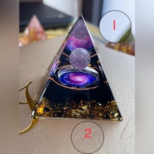 Orgone Pyramid with Amethyst Ball - Starry Sky